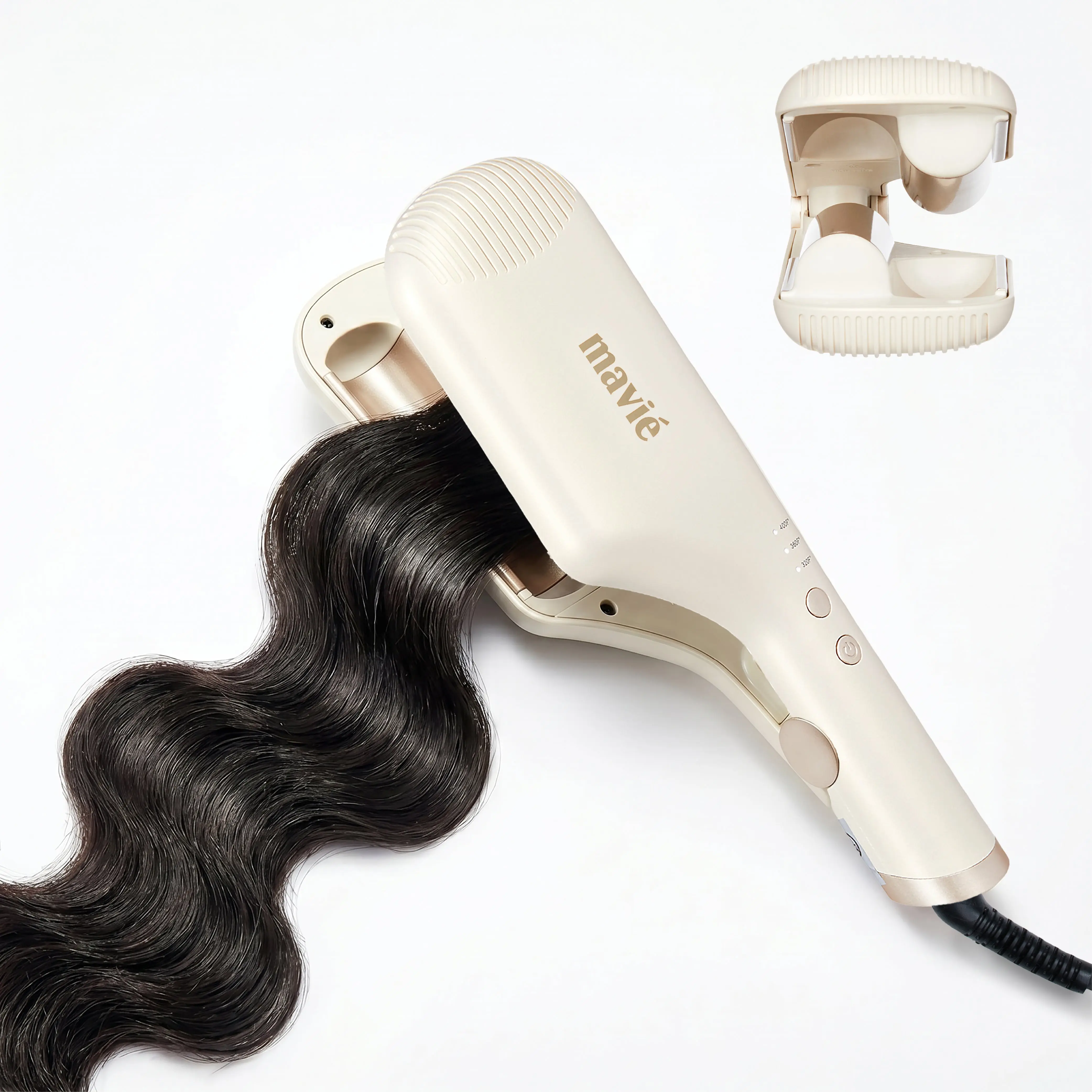Mavié Hair Crimper & Beach Waver Curling Iron, Anti-Scald Hidden Barrels Deep Waver with Adjustable Temperature, No Gap Plates, Fast Heat Up Hair Crimping Tool for Women
