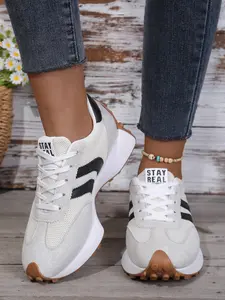 Women's Lightweight Lace-Up Sports Shoes, Breathable Cushioned Non-Slip Rubber Sole, Casual All-Season Low Top Sneakers