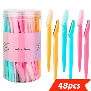 Eyebrow Razors 48pcs Dermaplaning Tool with Precision Cover Face Razors for Women Dermaplane Razor Facial Peach Fuzz Remover Makeup Cosmetic