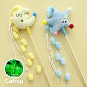 Magical Star & Moon Cat Wand Toy - Long Handle Interactive Teaser with Soft Non-Shedding Plush, Dreamy Pastel Colors for Kittens & Cats, Safe Furry Friend for Hunting Play & Exercise puppy gift surprise Adjustable Breathable Dog Muzzle