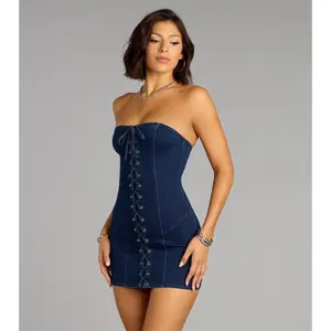 Untamed Denim Strapless Mini Dress