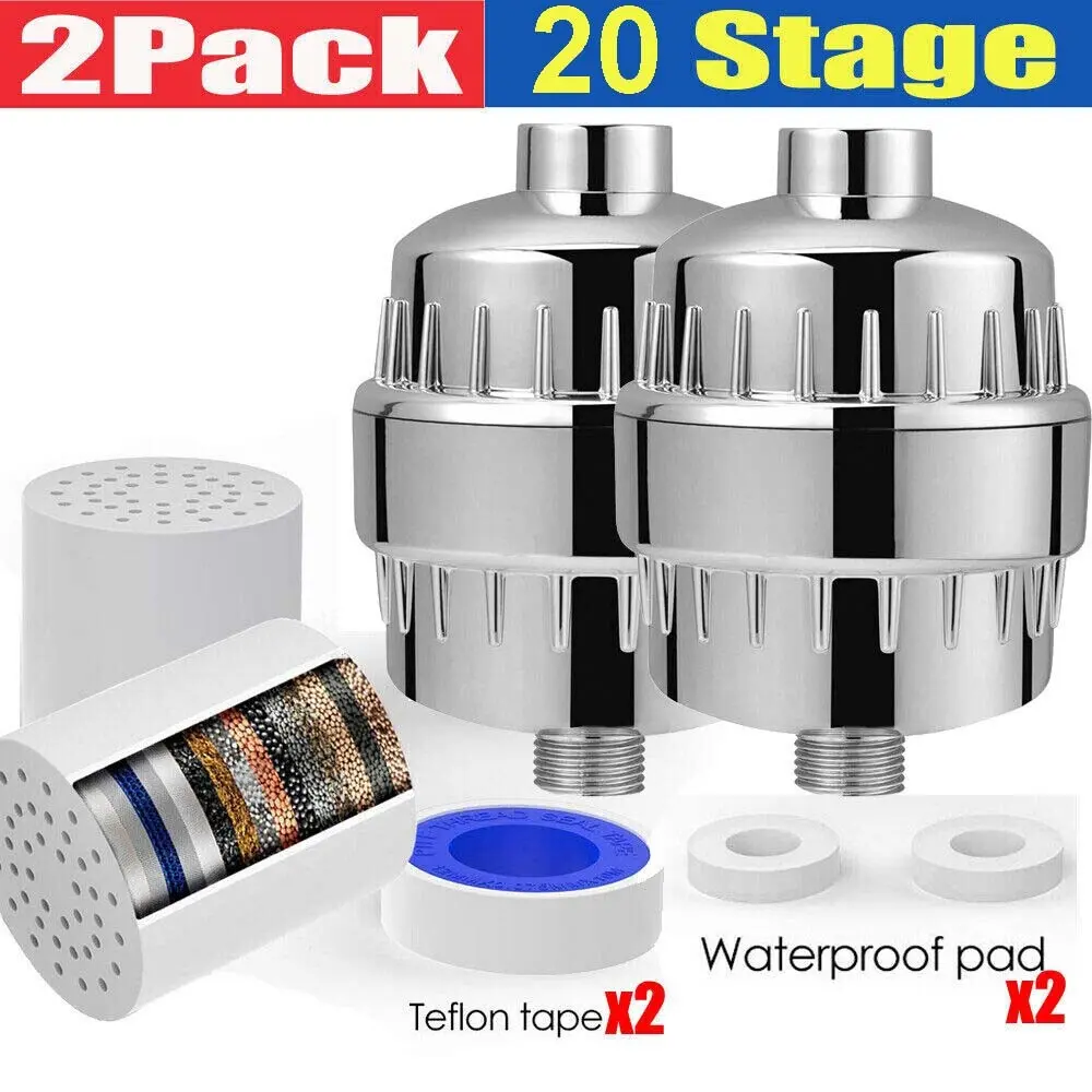 2-Pack Filtered Showerheads Set, Multi-Stage Hard Water Softener with 2cm Screw, ABS Plastic Construction, Removes Chlorine & Fluoride, Adjusts Ion Balance, Shower Heads, Removes Fluoride