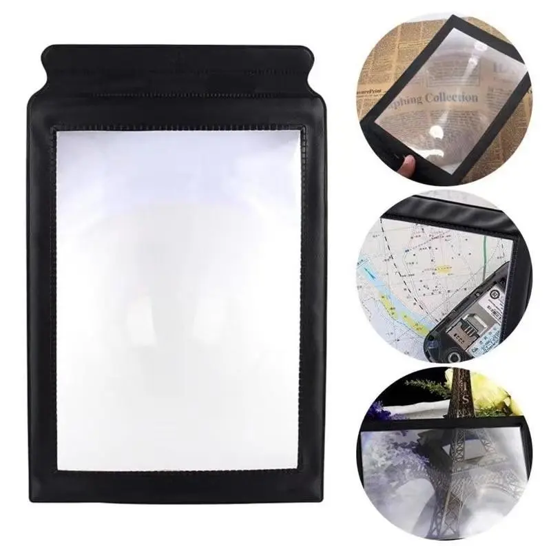 3x Large Page Magnifying Glass, Handheld Full View Reading Aid for Seniors, Office Accessories, Office Essentials, Durable PVC Material, Lightweight Design, Portable Magnifier for Elderly Use