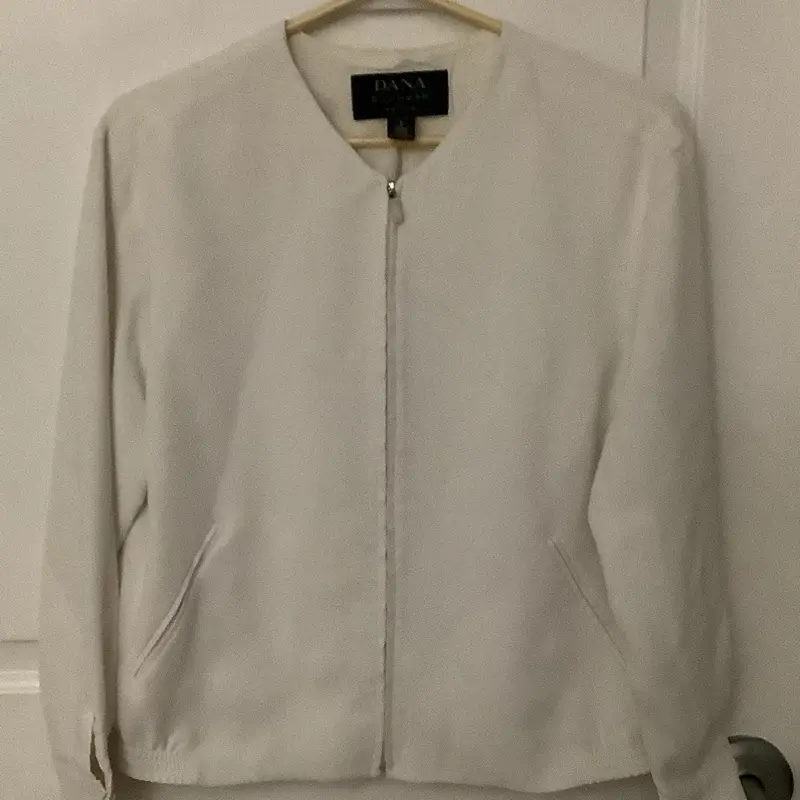 Dana Buchman Zip Up White Petite Bomber Jacket Size 6P