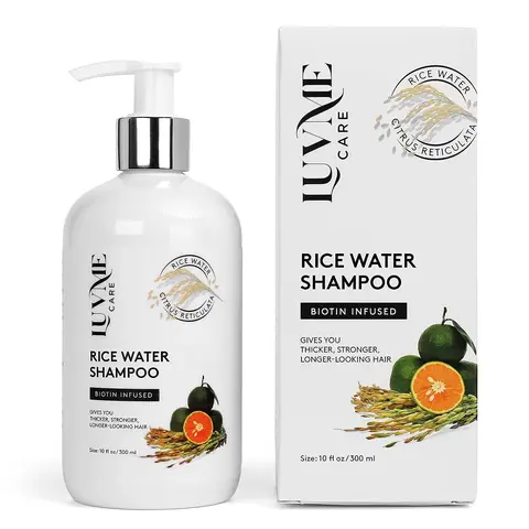 Luv Me Care Rice Water Hair Growth Shampoo with Biotin - Gentle Nourishing Haircare, Restores & Hydrates Thinning/Loss-Prone All Types, Men & Women, 10 Fl Oz