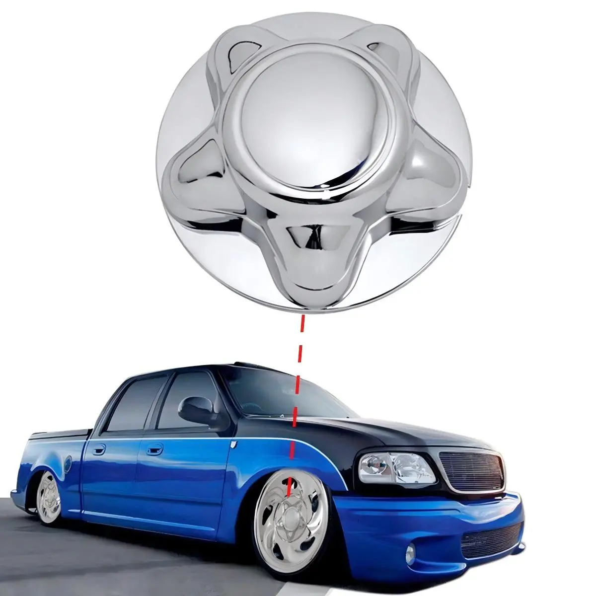 7" Chrome Plated Star Wheel Hub Center Cap, Ford F-150 1997-2003 Car Exterior Chrome Trim Accessory, Auto Parts Accessories, Father's Day Gift for Men, Car Accessories