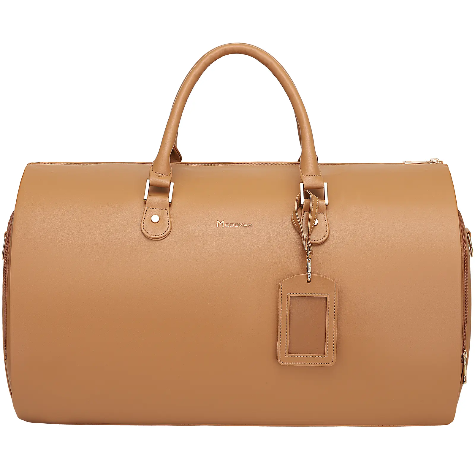 Modoker Women Convertible Leather 2 in 1 Garment Bag with Shoulder Strap, PU Leather Garment Duffel Bag Carry on Hanging Suitcase Suit Travel Bags