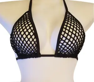 Black Fishnet Sheer Bikini Top Sheerswim