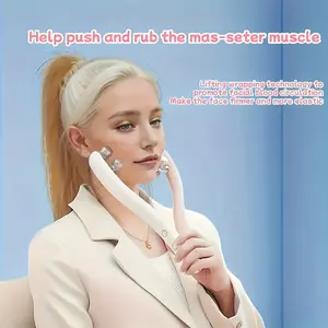 Newly upgraded portable 3-in-1 neck and facial massager, three-speed adjustable V-shaped instrument with 8 massage rollers, suitable for home travel, girlfriend gift choice pink