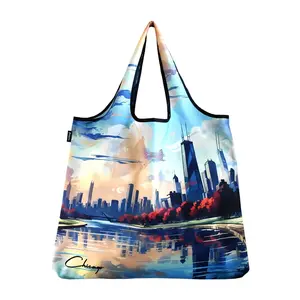 Yay Novelty J4446 Jumbo Eco Friendly Stylish Tote Large Excellent Versatile Reusable Shopping Bag - Chicago City