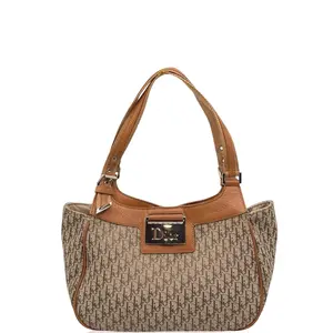 Pre-owned Dior Leather tote bags Handbag Trotter Khaki Brown (fu031126h1)