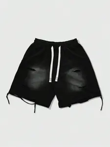 Men's Vintage Snowflake Spray Painted Sporty, Comfortable Fashion Summer Casual Wear, Fitted Design for Daily Use, Athleisure Street Shorts, Trendy Short