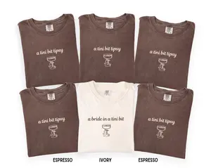 Custom A Bride in a Tini Bit Comfort Colors T-Shirt, Matching Wedding Shirt, Custom Bridesmaid, Wedding Party Bachelorette Shirt, Trendy Bride Shirt, Full Size, Full Color