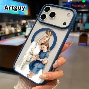 Magnetic Soft Case for iPhone 17 16  Pro Max Plus 15 14 13 12 11 Air E Divine Maternal Bond Pattern Anti-Yellowing Shockproof ultra-thin Silicone Crystal Transparent Acrylic Cover Supports Wireless Charging