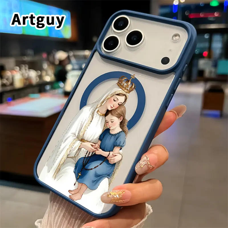 Magnetic Soft Case for iPhone 17 16  Pro Max Plus 15 14 13 12 11 Air E Divine Maternal Bond Pattern Anti-Yellowing Shockproof ultra-thin Silicone Crystal Transparent Acrylic Cover Supports Wireless Charging