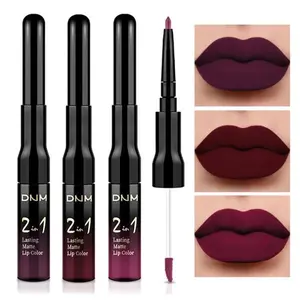 3Pcs Dark Red Purple Plum Matte Liquid Lipstick and Lip Liner Set for Women Matte Burgundy Lip Tint Stain Long Lasting Waterproof, Black Cherry Blood Red Mauve Brown Gothic Goth Lipsticks Makeup
