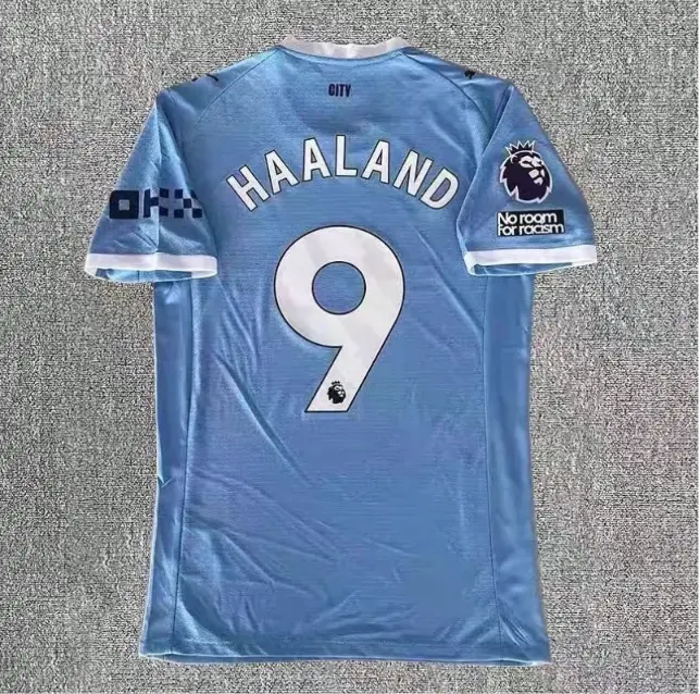 ( FULL LOGO ) Sky Blue No.9 Soccer Jersey, Short Sleeve Football Shirt, Unisex Match Day Fan Top, Training Sportswear, Blue White Stadium Outfit for Men and Women