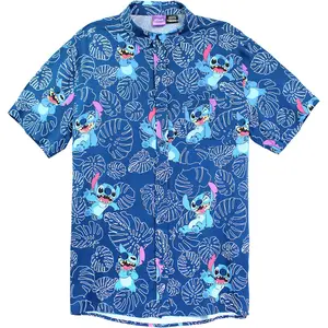 Men's Lilo & Stitch Tropical Alien Pose Button Down Shirt