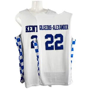 Men's Basketball Jersey SGA #22 Wildcat Team Sewing embroidery V-neck sweatshirt polyester mesh ventilation Sleeveless Outdoor sportswear S-XXL white blue sports top Trendy sports style Fan clothing