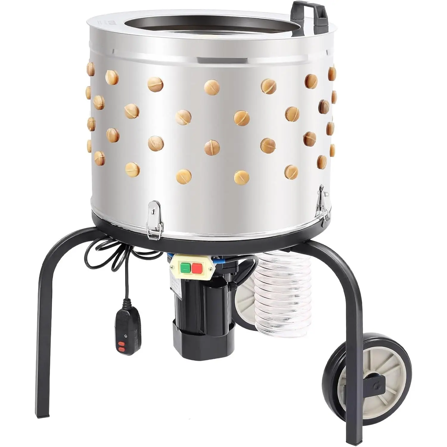 VEVOR Compact Chicken Plucker Machine, 20-in Stainless Steel Drum Defeathering Equipment with 108 Soft Rubber Plucking Fingers, Simple Debris Collection, Cover Included for Poultry Plucking