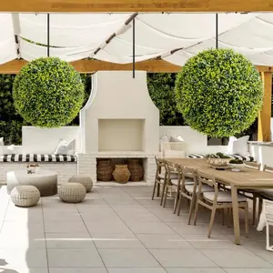 【Christmas Gift】2 Pack 16 Inch Artificial Topiary Balls Boxwood - Fake Greenery Hanging Balls for Porch Patio Balcony Decor - Outdoor/Indoor Hanging Plants / Wedding  Home Decoration