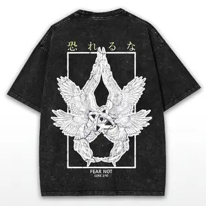 Fear Not Washed T-Shirt – Christian Oversized Tee – Jesus Faith Shirt – Gym Streetwear – Unisex God Apparel – Gift for Him Her Basic Button Cotton Top