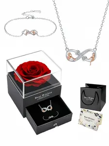 Infinity Bond Jewelry Set - Forever Rose Gift Box with Necklace & Bracelet - Eternal Best Friend & Sister Gift - Perfect for Birthdays, Christmas & Anniversaries