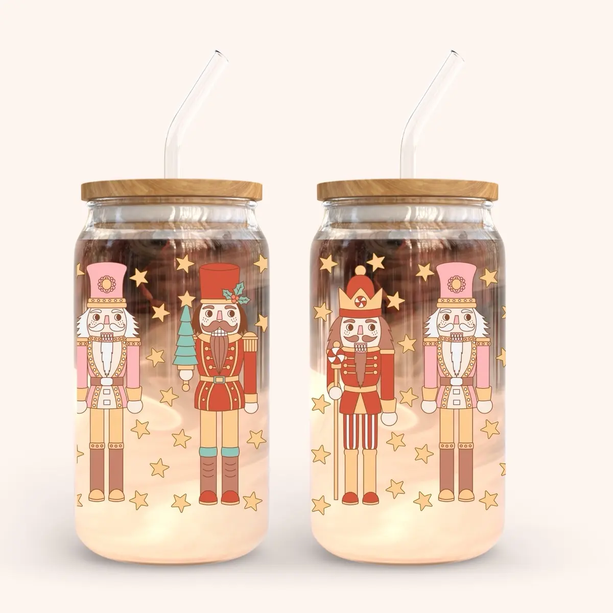 Nutcracker 16oz Glass Iced Coffee Cup
