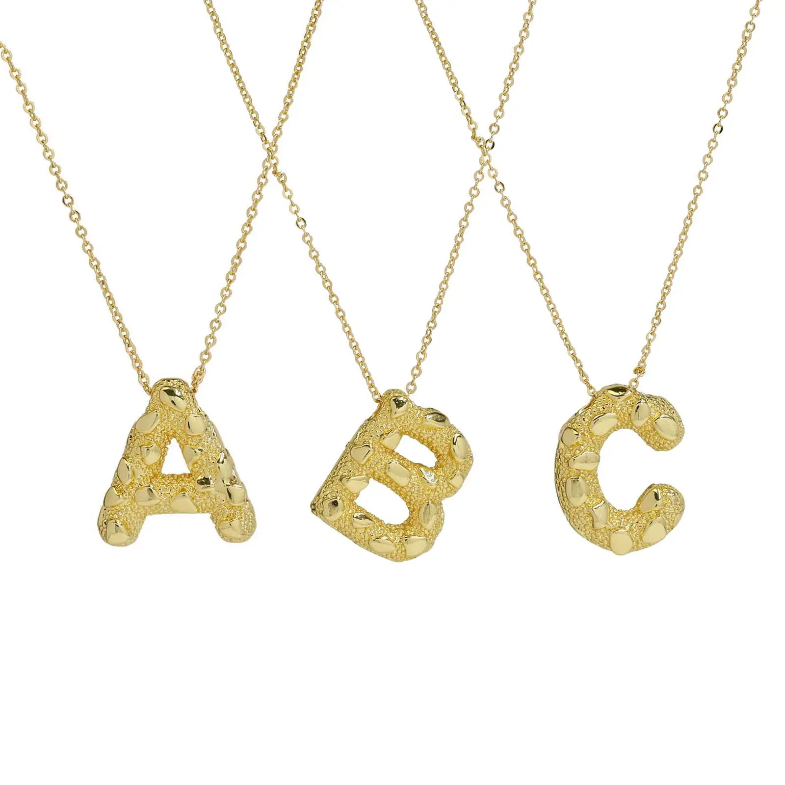 Irregular texture balloon bubble 26 letter necklace 19in unisex daily jewelry