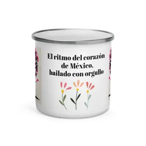 Mexican Folklorico Dance Cup Enamel Reusable Washable Beverage Drink Drinkware