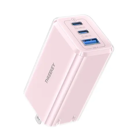 65W Fold-flat Multiport USB-C Wall Charger with Foldable Plug, Compact Block Portable Charger with Over-protection, Easy to Carry for MacBook, Surface Pro, iPad Pro/Air, iPhone 17/16-11, Samsung S22-S20