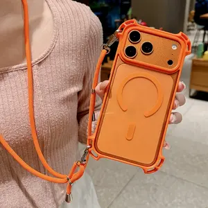 Trending Phone Case with Crossbody Necklace Lanyard, Four-Corner Anti-Drop, Clear, for iPhone 17 Pro Max/Pro/17/16 Pro/16/15 Pro/15/14/13/12 Pro Max