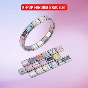 18Pcs K-Pop Album Chronology Links Bracelet with Disassembly Tool for Concert & Fandom Keepsake, Adjustable Stainless Steel Modular Jewelry Gifts for Music Fans