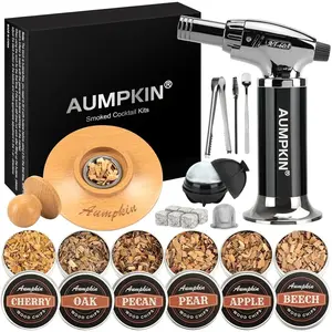 Cocktail Smoker Kit with Torch – 6 Flavors Wood Chips – Bourbon, Whiskey Smoker Infuser Kit, Old Fashioned Drink Smoker Kit, Birthday Bourbon Whiskey Gifts for Men, Dad, Husband (Without Butane) Bakeware