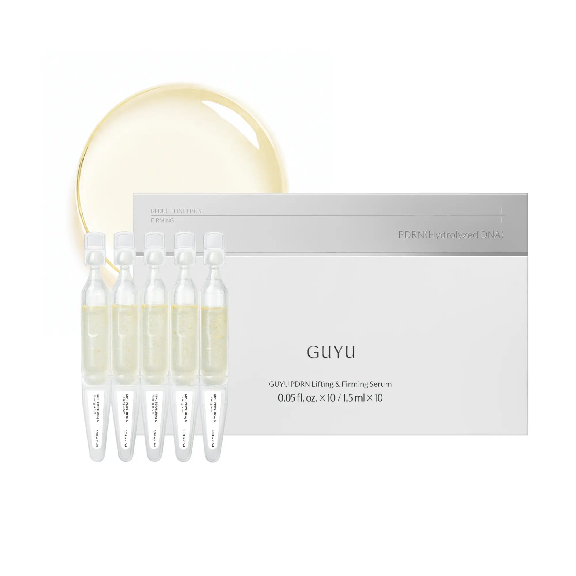 GUYU PDRN Lifting & Firming Serum Ampoules - Non-Toxic Face Treatment with PDRN Golden Beads&Peptide&Hyaluronic Acid&Ceramides for Pore Refining, Barrier Repair & Plump Skin, 10 x 1.5ml for long-Lasting Hydration, Smooth Skin, finelines wrinkles #SohoChic