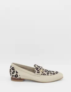 Stivali Gentilezza loafers in ivory leopard print cowhide leather womens shoes