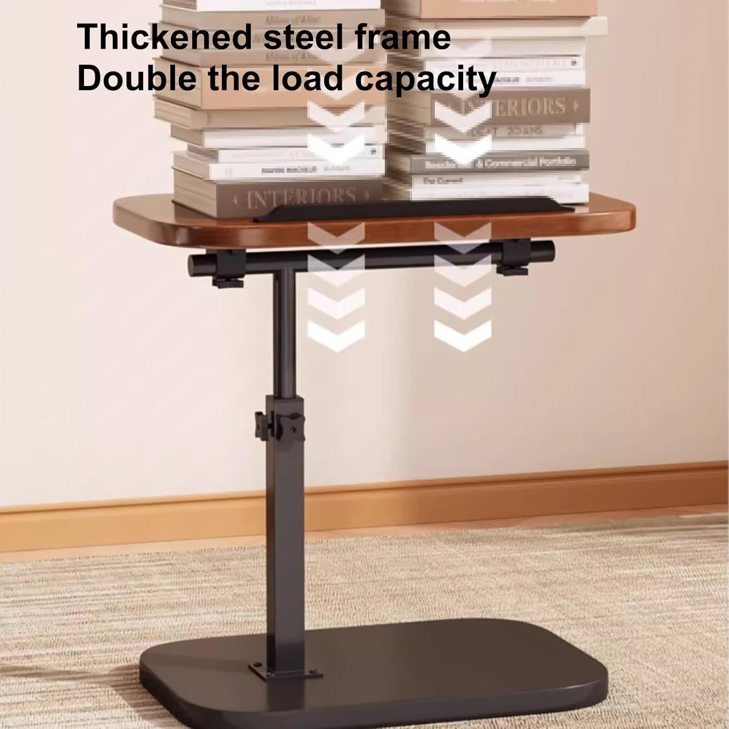 Adjustable Height C Shaped Side Table - 360° Swivel & Flip Top Design | Mobile C End Table for Couch/Sofa/Bed | Large Tabletop C Shaped Laptop Stand & Coffee Table with Slide-Under Feature