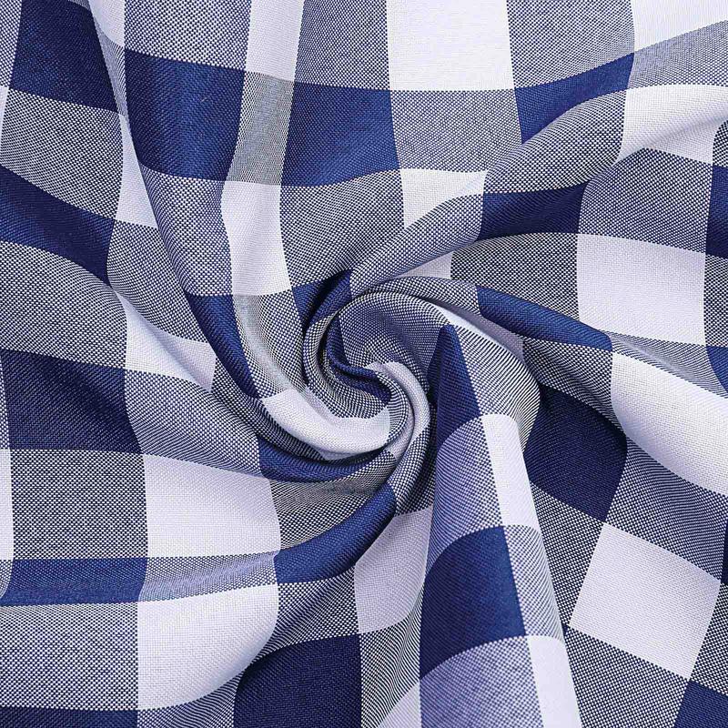 Polyester 54"x54" Square Tablecloth White/Navy Blue - Checkered Buffalo Plaid Design for Casual Table Settings