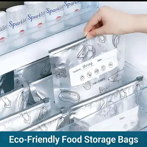 Reusable Aluminum Foil Food Storage Bags, Leak-Proof Sealed Freshness Lock, Refrigerator Freezer Safe, Odor Proof Food Organizer