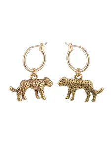 European Stereoscopic Trend Cute Leopard Hoop Earrings With Pendant Ancient Lovely Fashion Earrings Jewelry Dangle Hoop Earrings