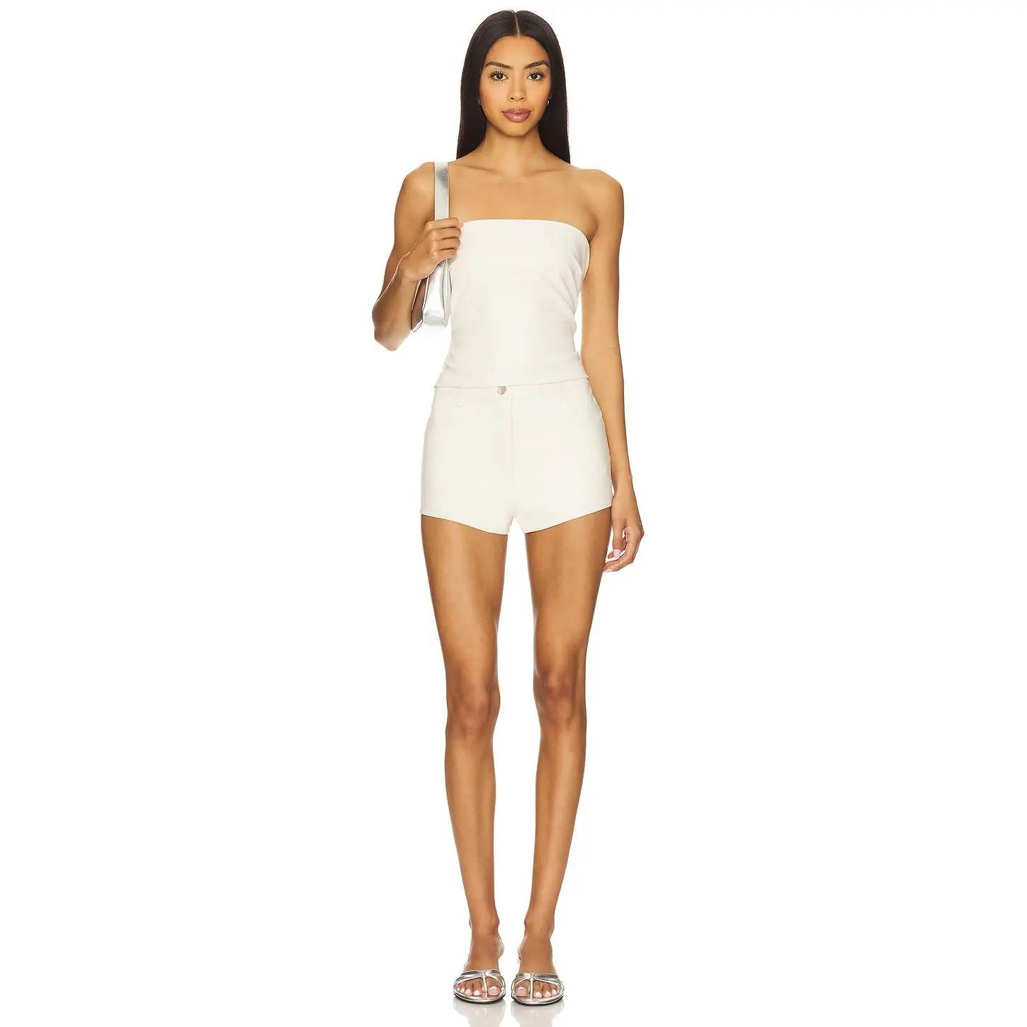 superdown Kayla Faux Leather Short Set in Cream superdown Kayla Faux Leather Short Set in Cream
