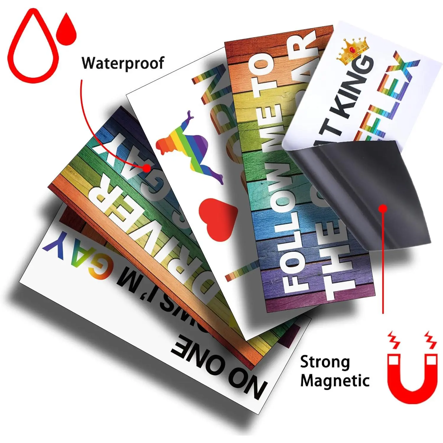 Rainbow Magnetic Car Stickers - 10 Pcs Water-Resistant Bumper Decals, Reusable Prank Decor for Cars, Refrigerator Magnets, Home Supplies (Ideal for Birthday Gifts for Friends)