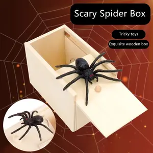 Spider Prank Box Creative Pop-Up Spider Wooden Scary Box Fun Surprise Trick Magic Toy Children Gift, Holiday Occasion Model Xinghao L-31