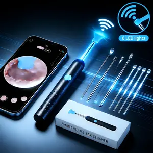 New Professional Bluetooth WiFi Ear Care Kit, visual ear spoon, 6 silicone tips, stainless steel tools