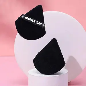 Nostalgic Glam Black Microfiber Makeup Powder Puff - Reusable Sponge for Flawless Foundation and Face Makeup Application