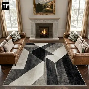 1pc Modern Abstract Geometric Area Rug, Large Rectangular Velvet Carpet, Non-Slip Backing, 850g/m², Living Room/bedroom/hallway, Style
