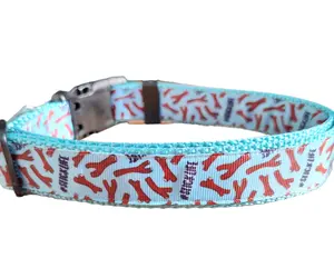 # Stick Life Light Blue Nylon Dog Collar MD, LG, XL, Leash