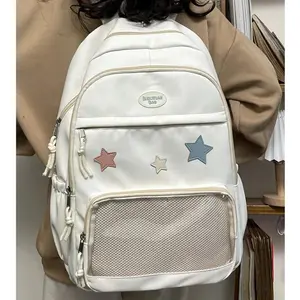 Japanese Y2k Aesthetic Star Transparent Backpack Women Students Casual Kawaii Star Schoolbag Girl High-capacity Preppy Backpacks