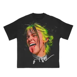 Retro Bbillie E Big Graphic Shirt, Singer Graphic Tee, Billiee E Merch Shirt, Gift for Fans Cotton Fabric Menswear Top Clothing  graphic tee