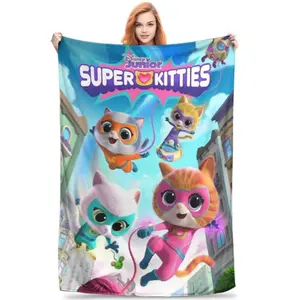 Super Kitti-e Cartoon Pattern Flannel Blanket, lightWarm and Comfortable Baby Blanket Suitable for Sofa Bedroom nap Blanket Children's Gift